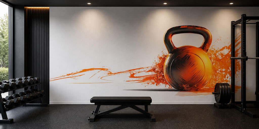 Kettlebell Wall Decal Gym Wall Art Fitness Mural Vinyl Sticker Modern Workout Decor CrossFit Wall Art Home Gym Wall Decor