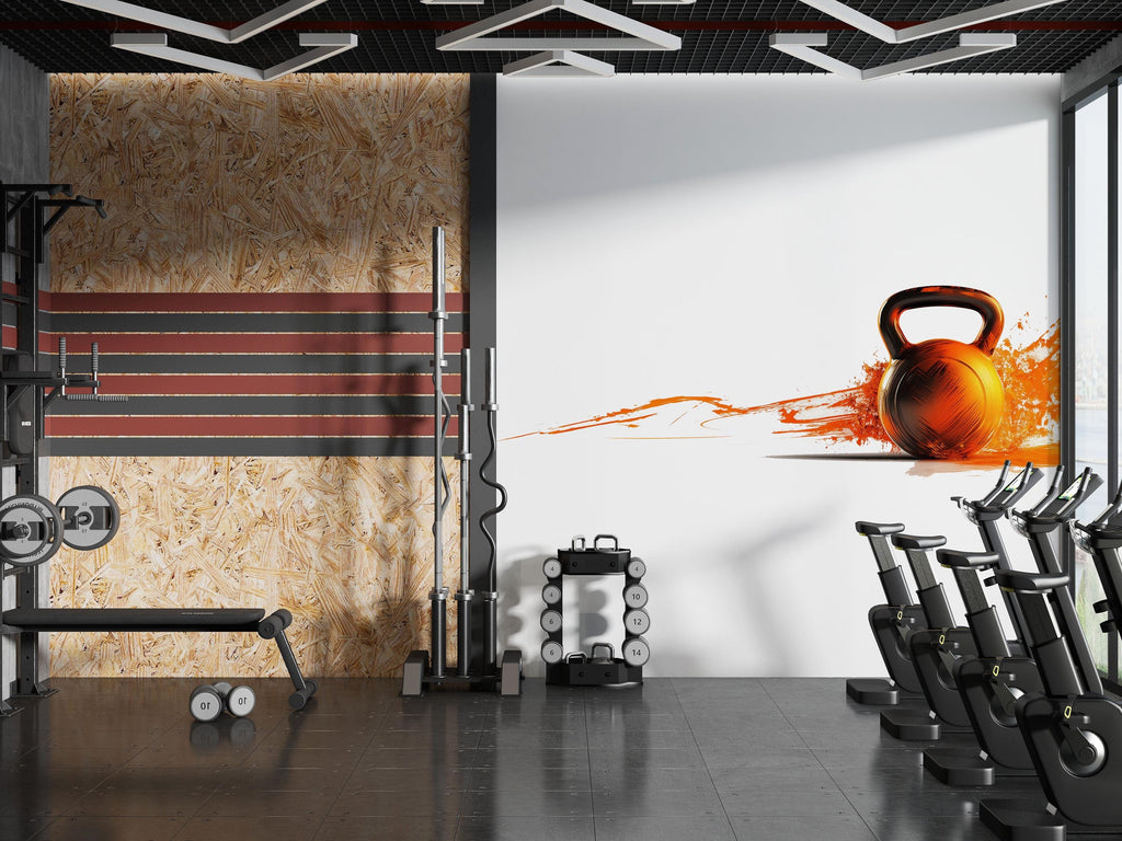 Kettlebell Wall Decal Gym Wall Art Fitness Mural Vinyl Sticker Modern Workout Decor CrossFit Wall Art Home Gym Wall Decor