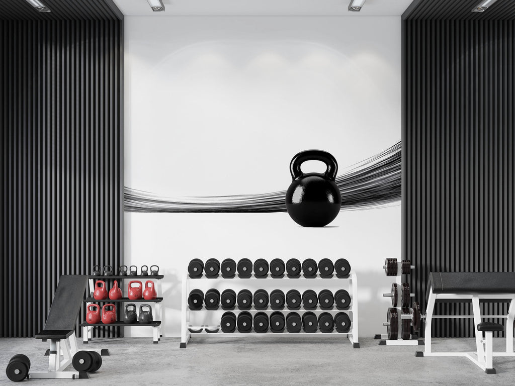 Kettlebell Wall Decal Minimalist Gym Wall Art Fitness Vinyl Sticker Modern Home Gym Decor Strength Training Wall Art