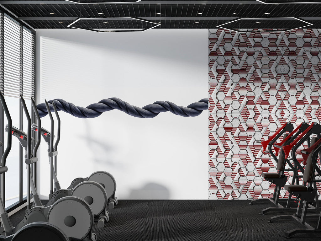 Abstract Gym Wall Decal Minimalist Fitness Wall Art Modern Line Mural Vinyl Sticker Home Gym Decor Luxury Interior Wall Design