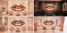 Load image into Gallery viewer, Gold Glitter Lips Wall Decal Makeup Wall Sticker Beauty Salon Decor Nail Studio Wall Art Luxury Glam Lips Vinyl Wall Decal Modern Decor