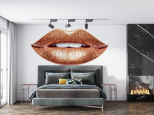 Load image into Gallery viewer, Gold Glitter Lips Wall Decal Makeup Wall Sticker Beauty Salon Decor Nail Studio Wall Art Luxury Glam Lips Vinyl Wall Decal Modern Decor