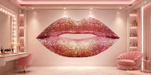 Load image into Gallery viewer, Rose Gold Glitter Lips Wall Decal Makeup Wall Sticker Beauty Salon Decor Nail Studio Wall Art Glam Lips Vinyl Wall Decal Luxury Decor