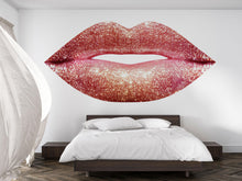 Load image into Gallery viewer, Rose Gold Glitter Lips Wall Decal Makeup Wall Sticker Beauty Salon Decor Nail Studio Wall Art Glam Lips Vinyl Wall Decal Luxury Decor