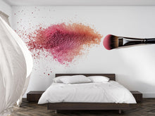Load image into Gallery viewer, Makeup Powder Splash Wall Decal Brush Beauty Wall Sticker Makeup Studio Decor Cosmetic Wall Art Glam Salon Wall Decal Modern Beauty Room