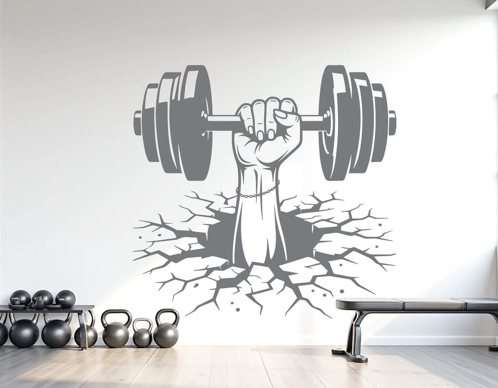 Gym Girl Wall Decor Crack Wall Fitness Wall Art Gym Wall Decals Wall Decal Crossfit Gifts Home Gym Wall Sticker Gym 1118RS