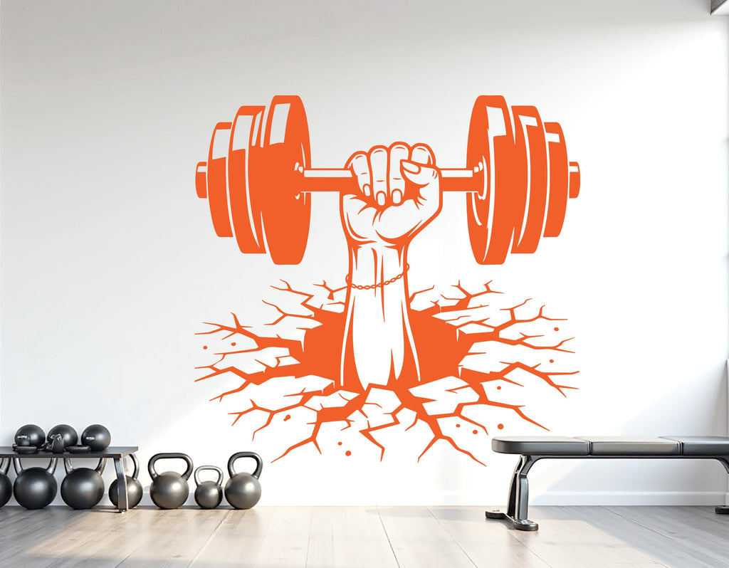 Gym Girl Wall Decor Crack Wall Fitness Wall Art Gym Wall Decals Wall Decal Crossfit Gifts Home Gym Wall Sticker Gym 1118RS