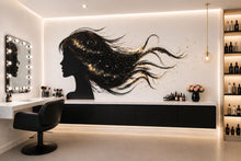 Load image into Gallery viewer, Hair Silhouette Wall Decal Beauty Salon Wall Sticker Gold Sparkle Hair Art Luxury Salon Decor Hairdresser Wall Decal Modern Beauty Room