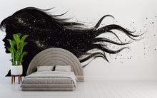 Load image into Gallery viewer, Hair Silhouette Wall Decal Beauty Salon Wall Sticker Gold Sparkle Hair Art Luxury Salon Decor Hairdresser Wall Decal Modern Beauty Room