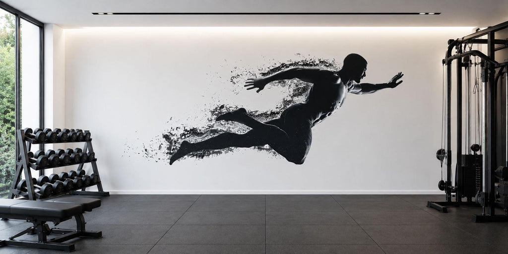 Athlete Motion Wall Decal Modern Gym Wall Art Fitness Vinyl Sticker Home Gym Decor Sports Wall Mural Workout Room Design