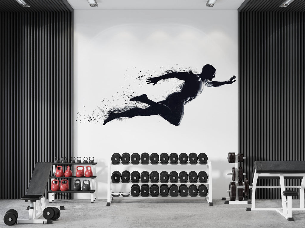 Athlete Motion Wall Decal Modern Gym Wall Art Fitness Vinyl Sticker Home Gym Decor Sports Wall Mural Workout Room Design