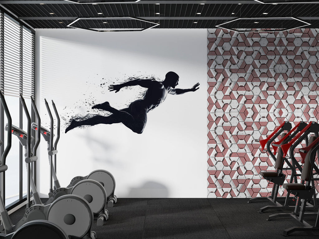 Athlete Motion Wall Decal Modern Gym Wall Art Fitness Vinyl Sticker Home Gym Decor Sports Wall Mural Workout Room Design