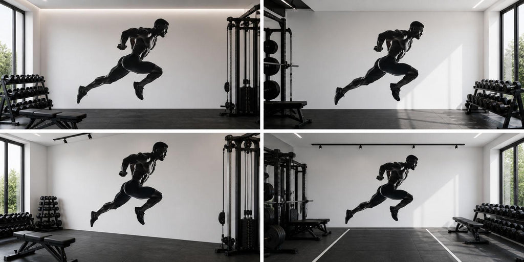 Running Athlete Wall Decal Modern Gym Wall Art Fitness Vinyl Sticker Home Gym Decor Sports Wall Mural Workout Room Design