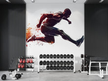 Load image into Gallery viewer, Athlete Jump Wall Decal Color Splash Gym Wall Art Fitness Vinyl Sticker Modern Home Gym Decor Sports Wall Mural Workout Design