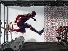 Load image into Gallery viewer, Athlete Jump Wall Decal Color Splash Gym Wall Art Fitness Vinyl Sticker Modern Home Gym Decor Sports Wall Mural Workout Design
