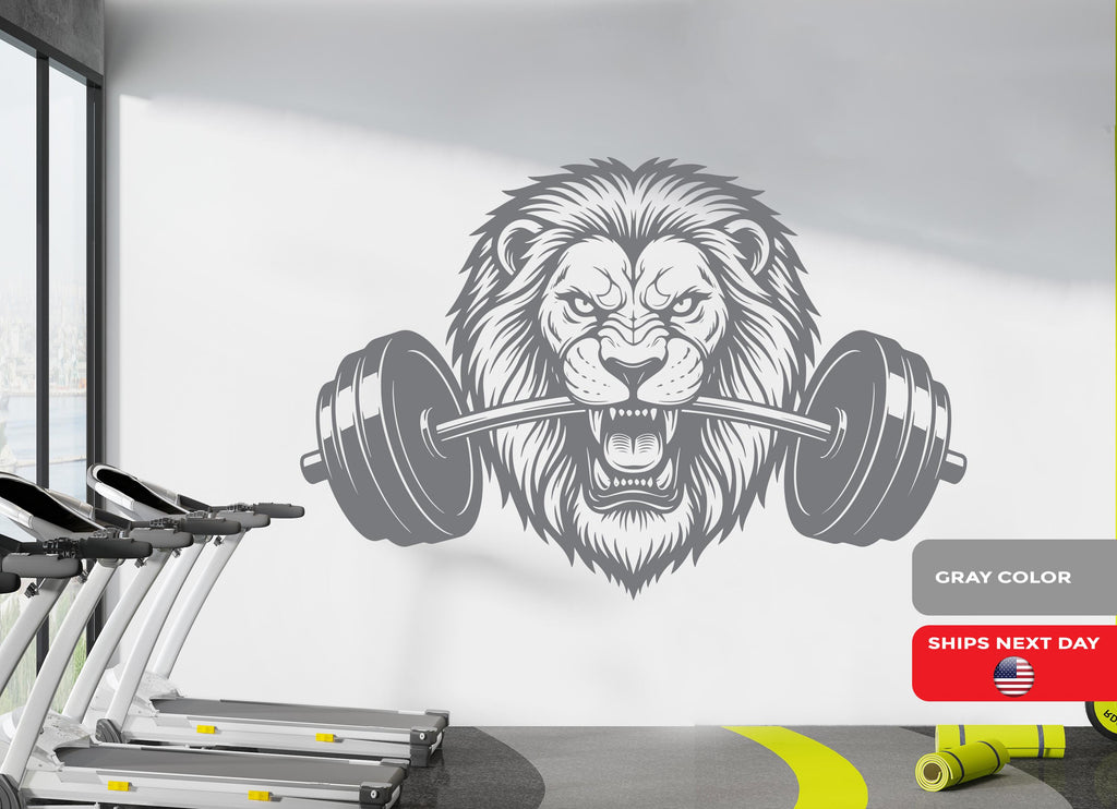 Lion Gym Wall Decor Lion Fitness Wall Art Lion Gym Wall Decals Lion Wall Decal Crossfit Gifts Home Gym Wall Sticker Gym 1102RS