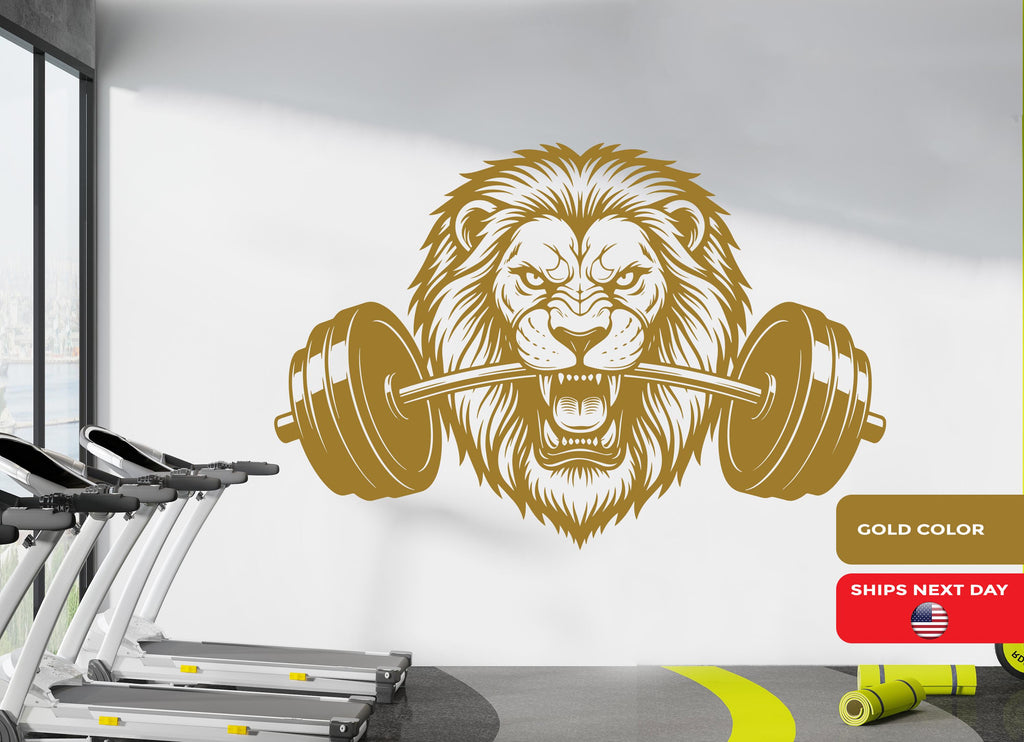 Lion Gym Wall Decor Lion Fitness Wall Art Lion Gym Wall Decals Lion Wall Decal Crossfit Gifts Home Gym Wall Sticker Gym 1102RS