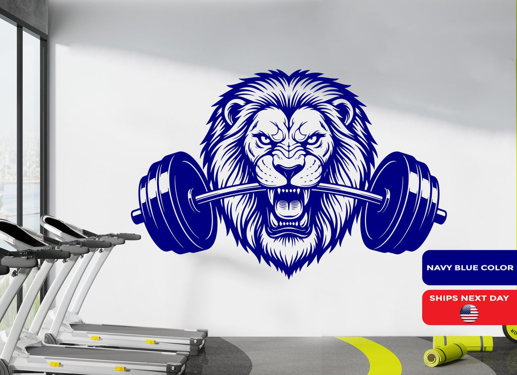 Lion Gym Wall Decor Lion Fitness Wall Art Lion Gym Wall Decals Lion Wall Decal Crossfit Gifts Home Gym Wall Sticker Gym 1102RS