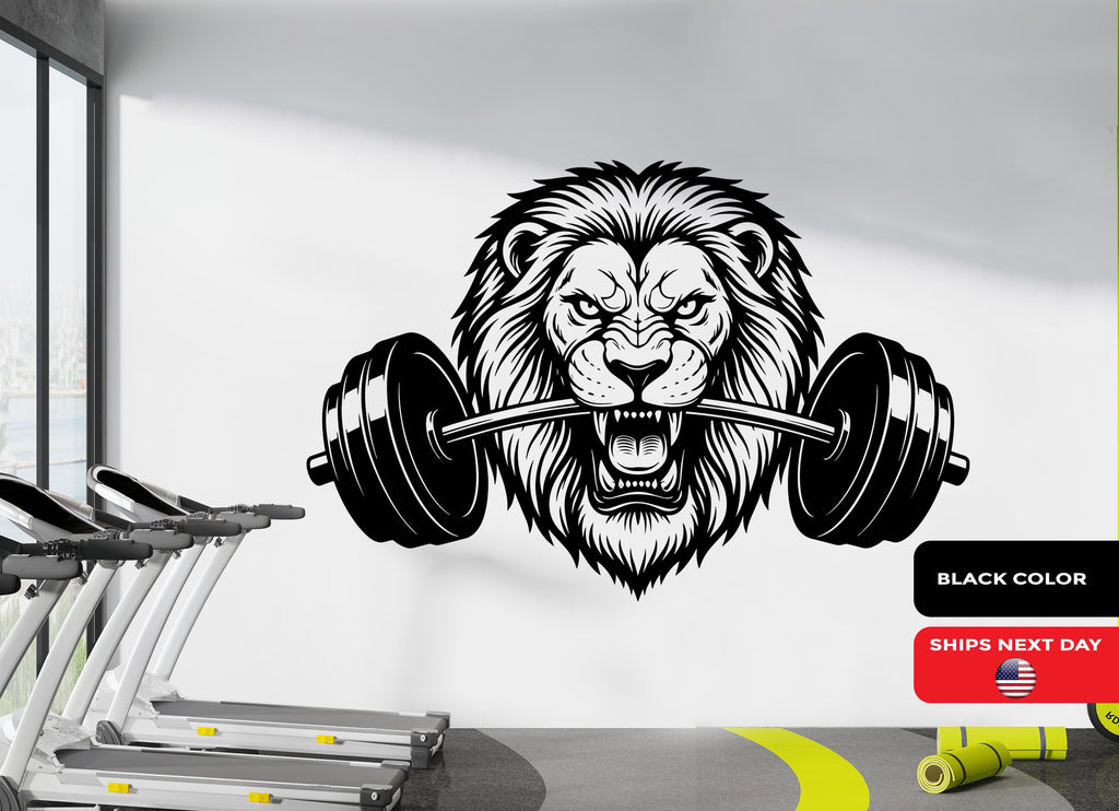 Lion Gym Wall Decor Lion Fitness Wall Art Lion Gym Wall Decals Lion Wall Decal Crossfit Gifts Home Gym Wall Sticker Gym 1102RS