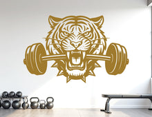 Load image into Gallery viewer, Tiger Gym Wall Decal Custom fitness Decor Workout Art Vinyl Tiger Lover Strong Gym Wall Stickers Bedroom Workout Motivation Crossfit 1103RS