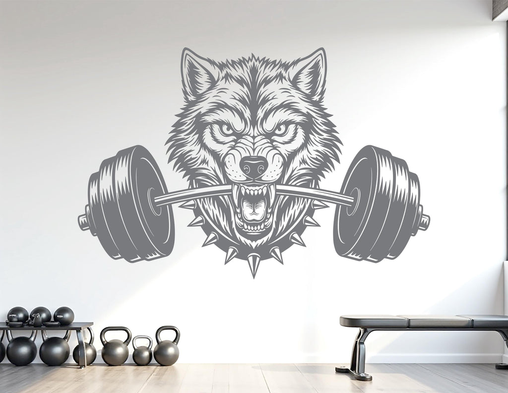 Wolf Gym Wall Decal Custom fitness Decor Workout Art Vinyl Wolf Lover Strong Gym Wall Stickers Bedroom Workout Motivation Crossfit 1104RS