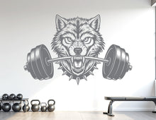 Load image into Gallery viewer, Wolf Gym Wall Decal Custom fitness Decor Workout Art Vinyl Wolf Lover Strong Gym Wall Stickers Bedroom Workout Motivation Crossfit 1104RS