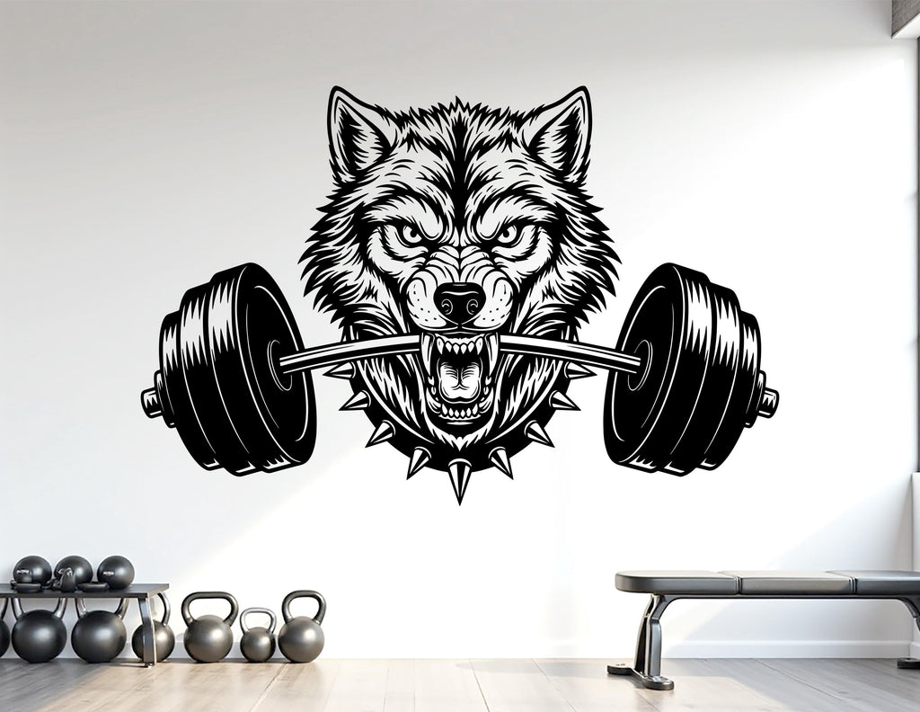 Wolf Gym Wall Decal Custom fitness Decor Workout Art Vinyl Wolf Lover Strong Gym Wall Stickers Bedroom Workout Motivation Crossfit 1104RS