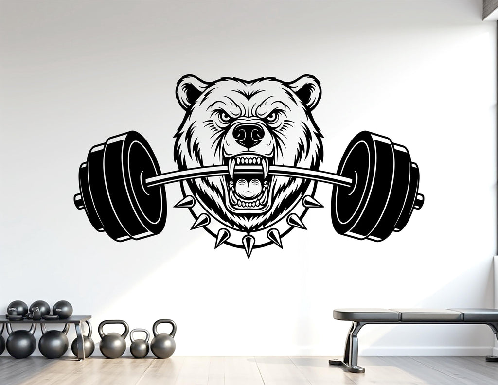 Bear Gym Wall Decal Custom fitness Decor Workout Art Vinyl Bear Lover Strong Gym Wall Stickers Bedroom Workout Motivation Crossfit 1105RS