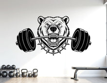 Load image into Gallery viewer, Bear Gym Wall Decal Custom fitness Decor Workout Art Vinyl Bear Lover Strong Gym Wall Stickers Bedroom Workout Motivation Crossfit 1105RS
