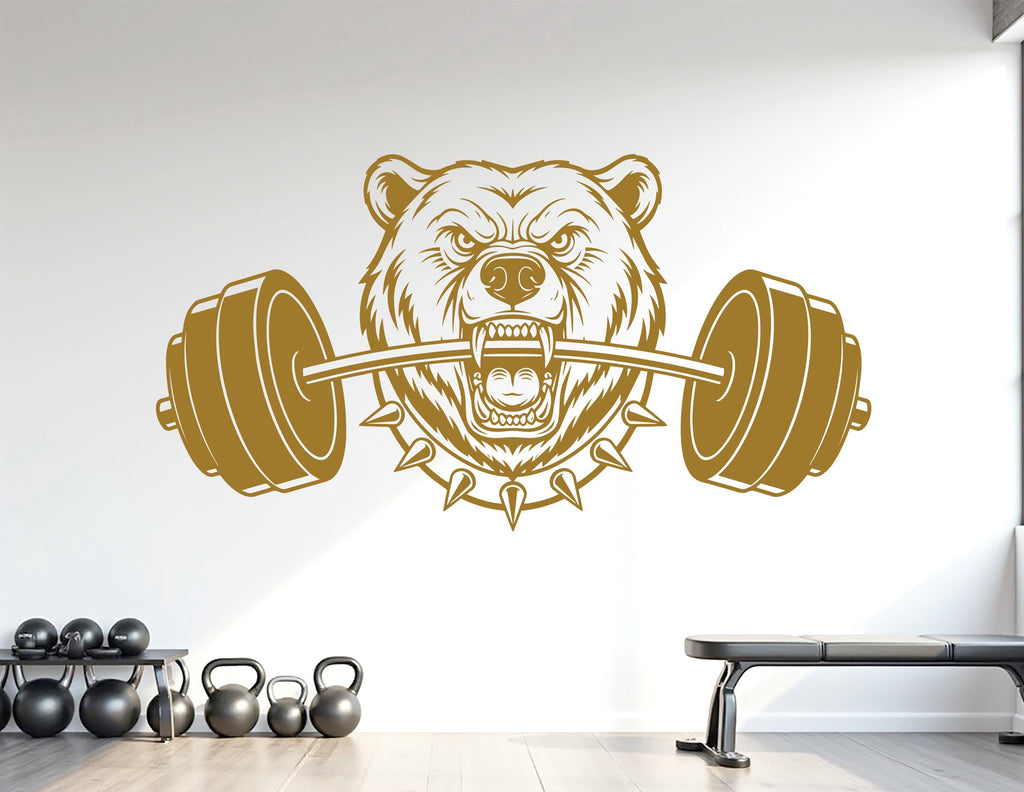 Bear Gym Wall Decal Custom fitness Decor Workout Art Vinyl Bear Lover Strong Gym Wall Stickers Bedroom Workout Motivation Crossfit 1105RS