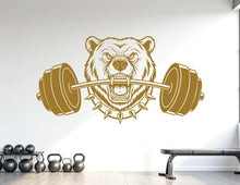 Load image into Gallery viewer, Bear Gym Wall Decal Custom fitness Decor Workout Art Vinyl Bear Lover Strong Gym Wall Stickers Bedroom Workout Motivation Crossfit 1105RS