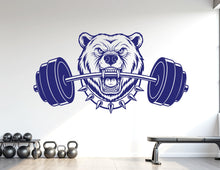 Load image into Gallery viewer, Bear Gym Wall Decal Custom fitness Decor Workout Art Vinyl Bear Lover Strong Gym Wall Stickers Bedroom Workout Motivation Crossfit 1105RS