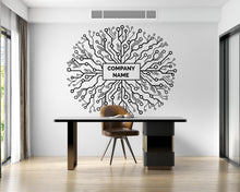 Load image into Gallery viewer, Custom Company Logo Wall Decal, Tech Circuit Wall Art with Business Name, Office Wall Decor, Startup Office Branding Wall Sticker 689LU