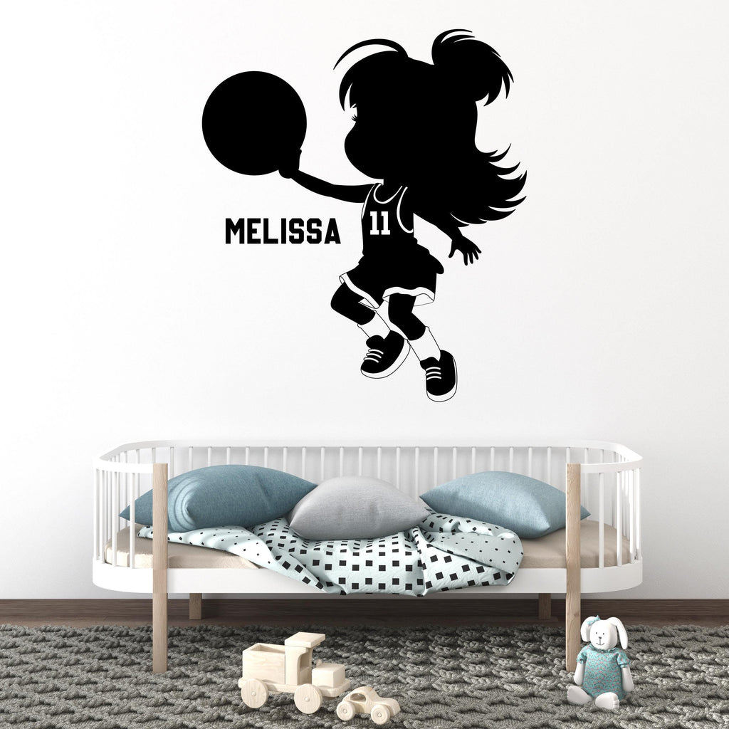 Kids Custom Name Basketball Girl Kids wall decal Sport Wall Decal Kids Decal Personalized Gifts wall Vinyl Wall Sticker Boy Room 695LU