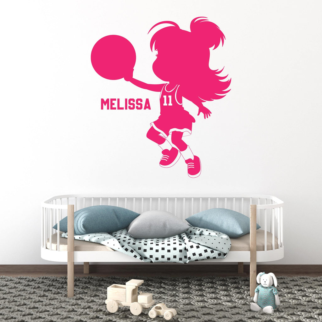 Kids Custom Name Basketball Girl Kids wall decal Sport Wall Decal Kids Decal Personalized Gifts wall Vinyl Wall Sticker Boy Room 695LU