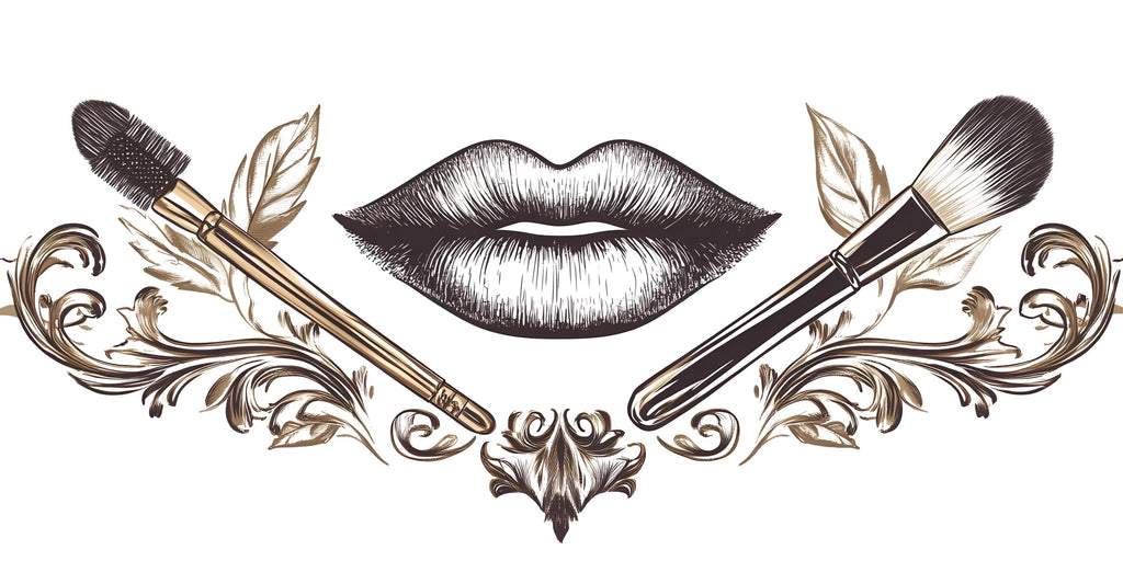 Black Gold Lips Wall Decal Makeup Brush Wall Sticker Luxury Beauty Salon Wall Decor Glam Makeup Artist Studio Decor Baroque Salon Wall Art
