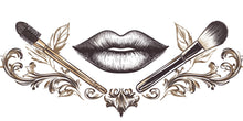 Load image into Gallery viewer, Black Gold Lips Wall Decal Makeup Brush Wall Sticker Luxury Beauty Salon Wall Decor Glam Makeup Artist Studio Decor Baroque Salon Wall Art