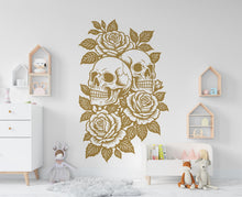Load image into Gallery viewer, Skull and Roses Wall Decal Floral Wall Art Skull Wall Decor Rose stickers 1119RS