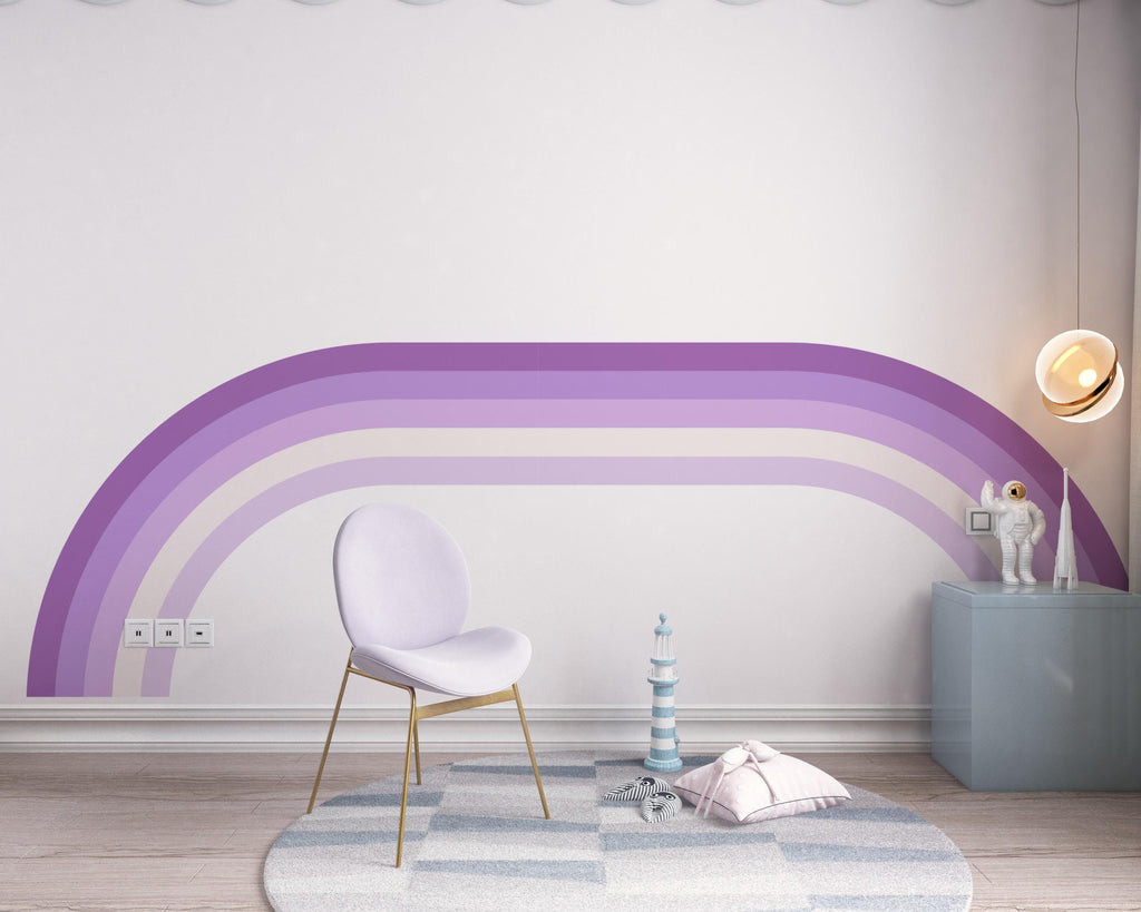 Rainbow Stripes Wall Mural Large Wall Decal Living Room Earthy Tones Family Easy To Apply Forest