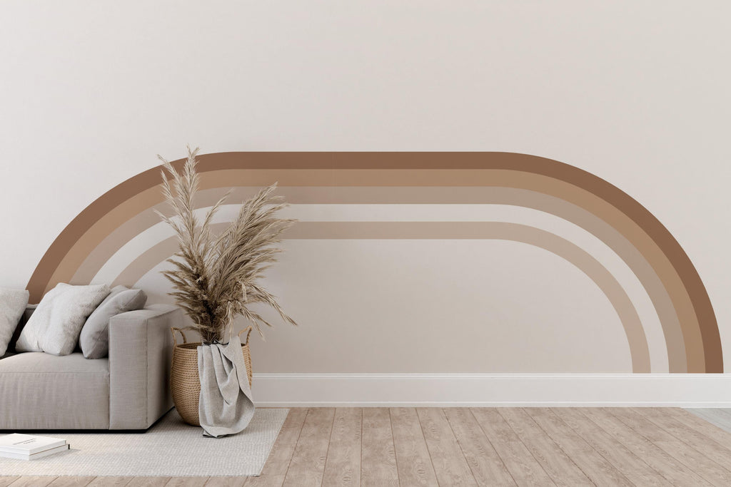 Rainbow Stripes Wall Mural Large Wall Decal Living Room Earthy Tones Family Easy To Apply Forest