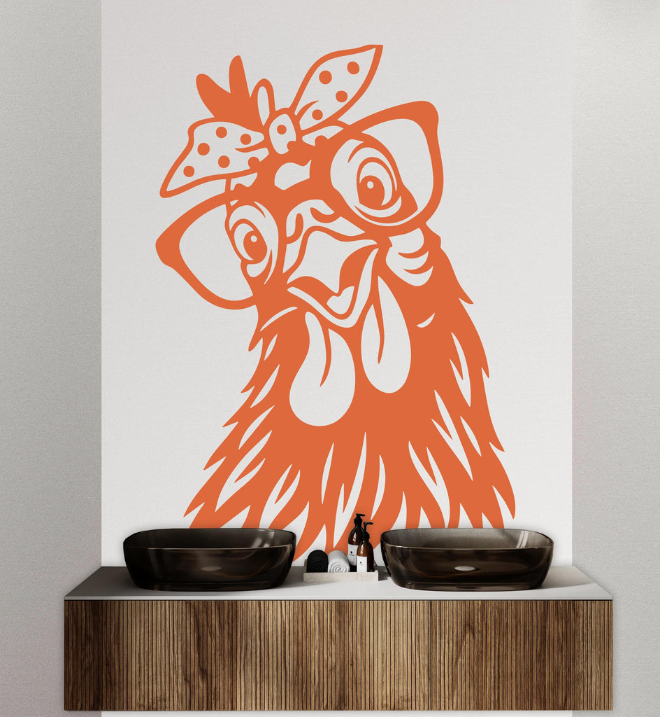 Funny Chicken wall decal Bathroom Decal Chicken wall art Decal Chicken Lover Animals wall decal Wall Bathroom Decals Stickers 418DE