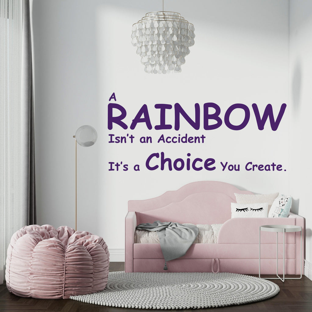 Rainbow Wall Decal Phrase Joy Is a Choice Modern Vinyl Wall Art Wall Mural Kids Room