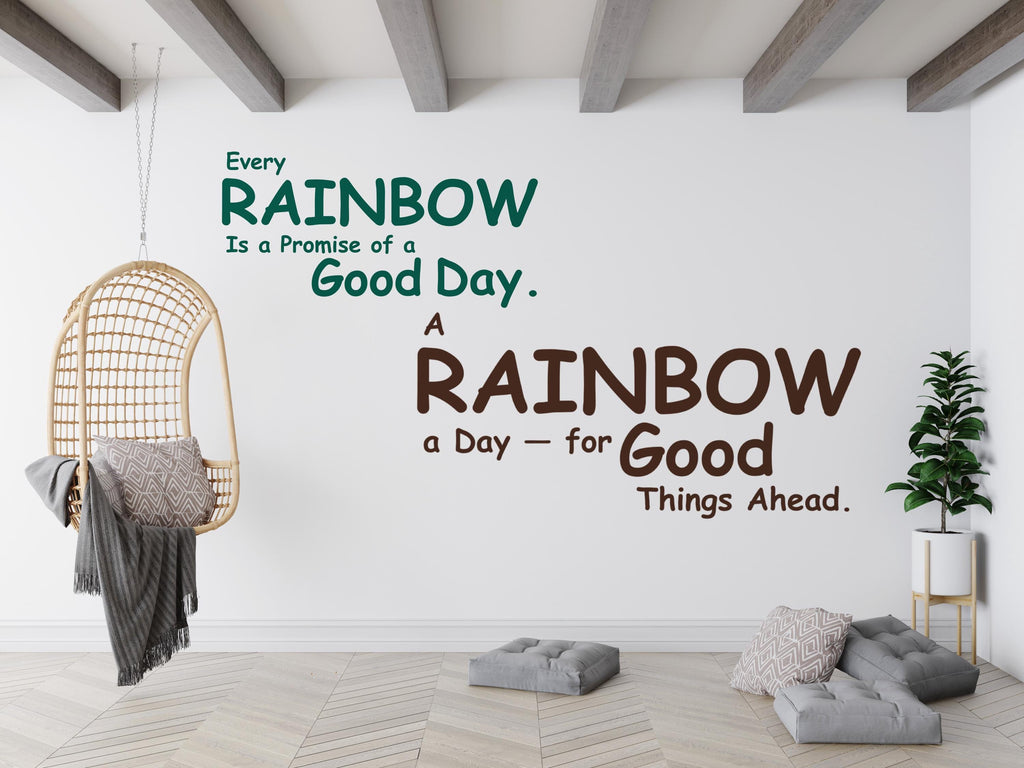 Rainbow Quote Wall Decal Phrase Everyday Luck Positive Vinyl Decor Modern Vinyl Wall Art Wall Mural Kids Room