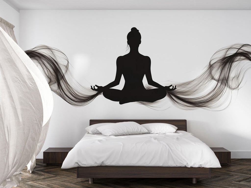 Yoga Wall Decal Meditation Wall Art Zen Yoga Studio Vinyl Sticker Modern Wellness Decor Minimalist Spiritual Wall Mural Home Yoga Room