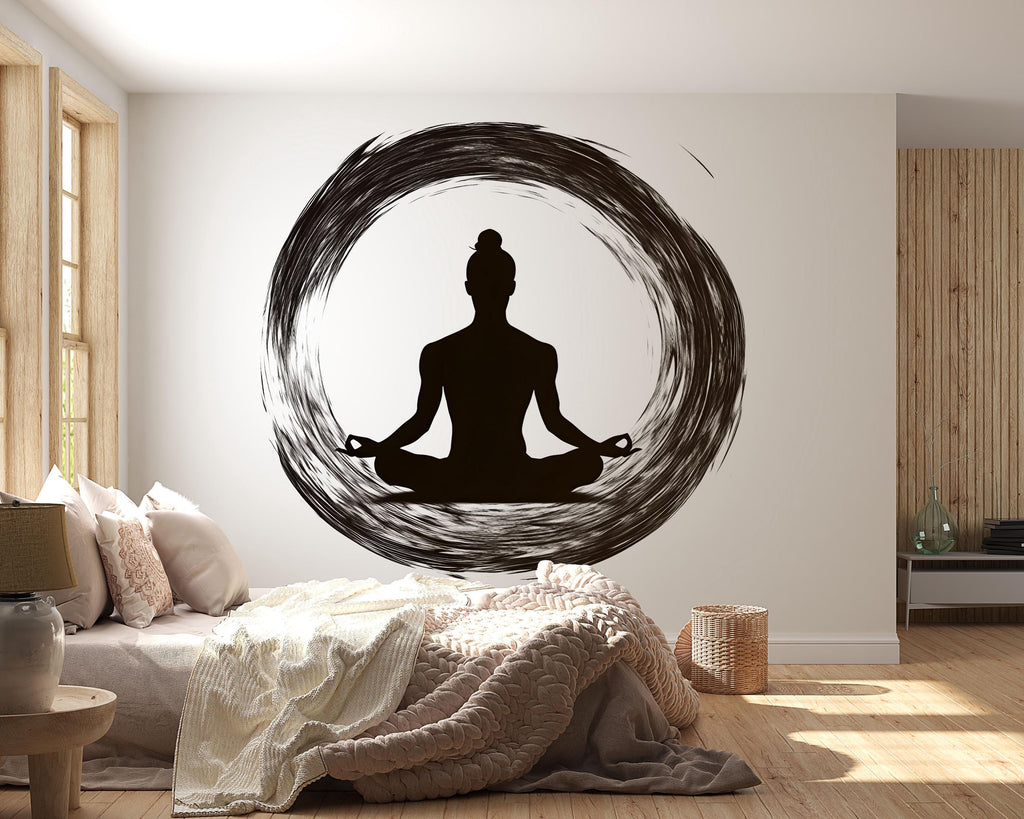Meditation Wall Decal Zen Circle Yoga Wall Art Spiritual Vinyl Sticker Minimalist Wellness Decor Yoga Studio Wall Mural Meditation Room