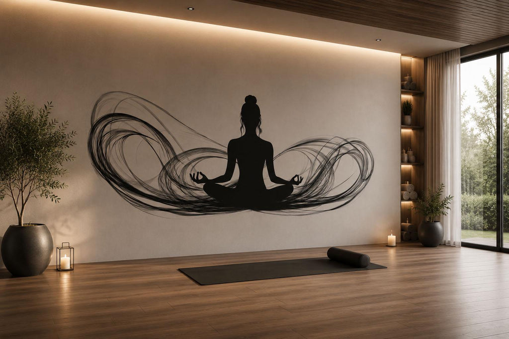 Meditation Wall Decal Yoga Wall Art Zen Vinyl Sticker Spiritual Wellness Wall Decor Minimalist Meditation Room Mural Yoga Studio Decor