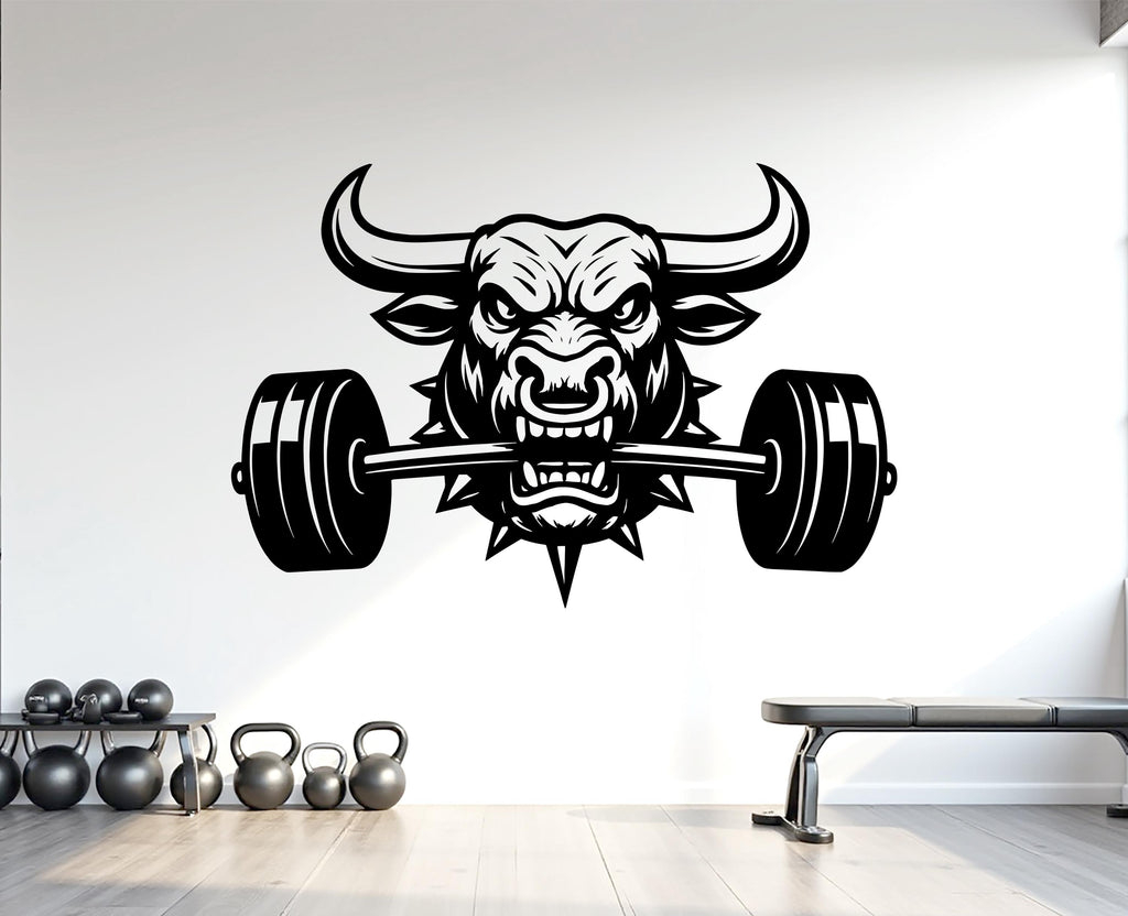 Bull Gym Wall Decal Custom fitness Decor Workout Art Vinyl Bull Lover Strong Gym Wall Stickers Bedroom Workout Motivation Crossfit 1106RS