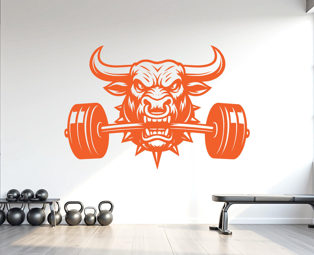 Bull Gym Wall Decal Custom fitness Decor Workout Art Vinyl Bull Lover Strong Gym Wall Stickers Bedroom Workout Motivation Crossfit 1106RS