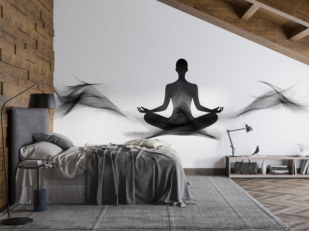Meditation Wall Decal Yoga Studio Wall Art Zen Woman Vinyl Sticker Wellness Wall Decor Minimalist Spiritual Mural Spa Room Decor