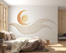 Load image into Gallery viewer, Boho Sun Moon Wall Decal Yoga Studio Wall Art Minimalist Celestial Vinyl Sticker Zen Wellness Decor Modern Meditation Mural